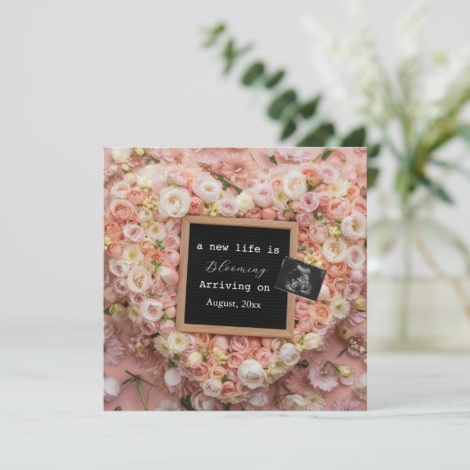 Floral digitale zwangerschapsaankondiging kaart (Staand voorkant)