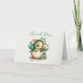 Floral Dinosaur Baby shower Waterverf TY Kaart (Voorkant)