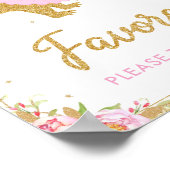 Floral Dinosaur Birthday Party T-Rex Favors Sign Poster (Hoek)