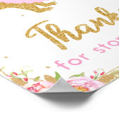 Floral Dinosaur Birthday Party T-Rex Hartelijk dan Poster (Hoek)