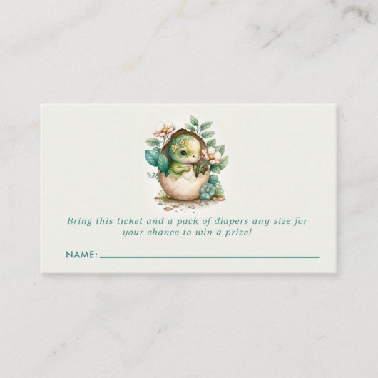 Floral Dinosaur Egg Baby shower Diaper Raffle Informatiekaartje (Voorkant)