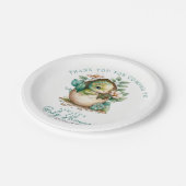 Floral Dinosaur Egg Waterverf Baby shower Papieren Bordje (Gekanteld)