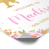 Floral Dinosaur Welcome Birthday Sign Banner T-rex Poster (Hoek)