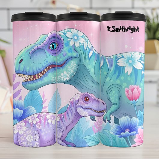 Floral Dinosaurs Pastel Blossom Beauty Thermosbeker