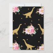 Floral Dinosaurus Verjaardag Uitnodiging Meisje Br (Achterkant)