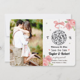Floral Disco Ball Bruiloft Save the Date