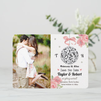 Floral Disco Ball Bruiloft Save the Date