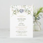 Floral Disco Ball Elegant Chic Wedding Rehearsal Kaart (Staand voorkant)