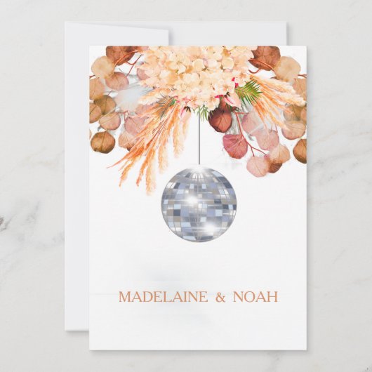 Floral Disco Ball Elegant Chic Wedding Rehearsal Kaart (Achterkant)