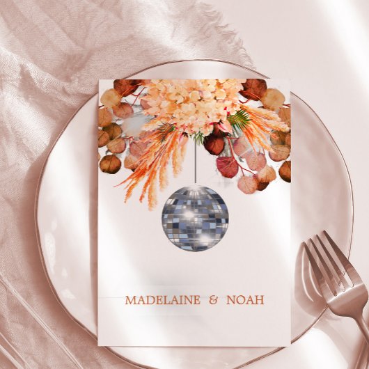 Floral Disco Ball Elegant Chic Wedding Rehearsal Kaart