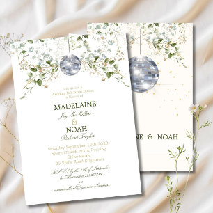 Floral Disco Ball Elegant Chic Wedding Rehearsal Kaart