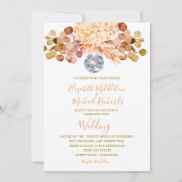 Floral Disco Ball Oranje Elegant Wedding Kaart