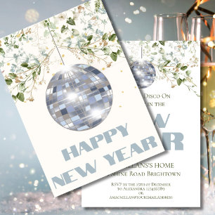 Floral Disco Ball Oudejaarsavond Elegant feest Kaart