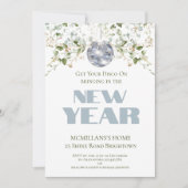 Floral Disco Ball Oudejaarsavond Elegant feest Kaart (Voorkant)