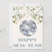 Floral Disco Ball Oudejaarsavond Elegant feest Kaart (Achterkant)