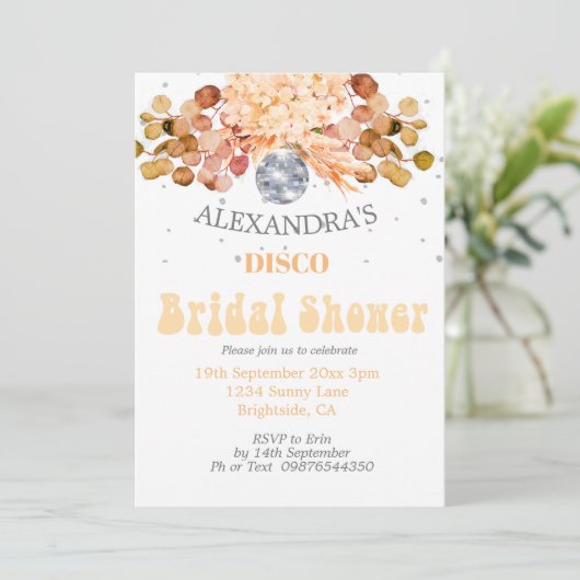 Floral Disco Ball Vrijgezellenfeest Kaart (Staand voorkant)