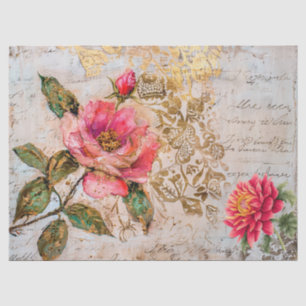  Floral Distressed  Roos Decoupage Tissuepapier