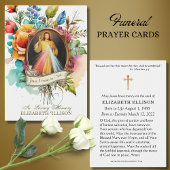 Floral Divine Mercy Jesus Funeral Prayer Kaart