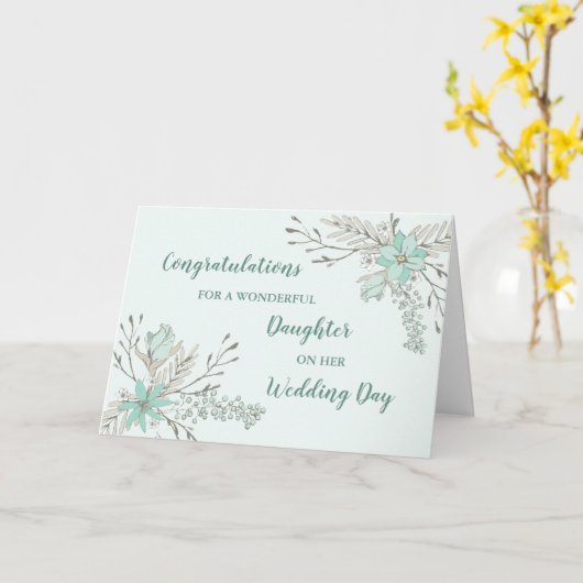 Floral dochter trouwdag gefeliciteerd kaart (Gele Bloem)