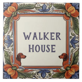 Floral Dog Custom House Name Bord Teken Plaque Tegeltje