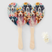 Floral Dog Fan Gift Set Handwaaier (Voorkant en achterkant)