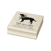 Floral Dog gepersonaliseerde vierkante adres stemp Rubberstempel (Stempel)