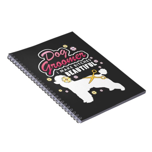 Floral Dog Groomer Gift Pet Grooming Hondenliefheb Notitieboek (Rechterzijde)