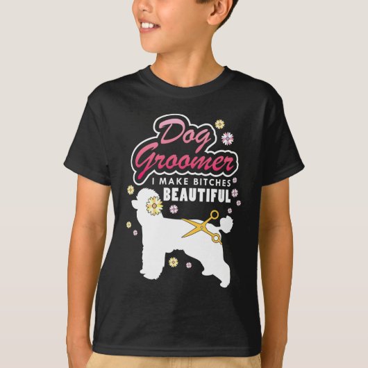Floral Dog Groomer Gift Pet Grooming Hondenliefheb T-shirt (Voorkant)