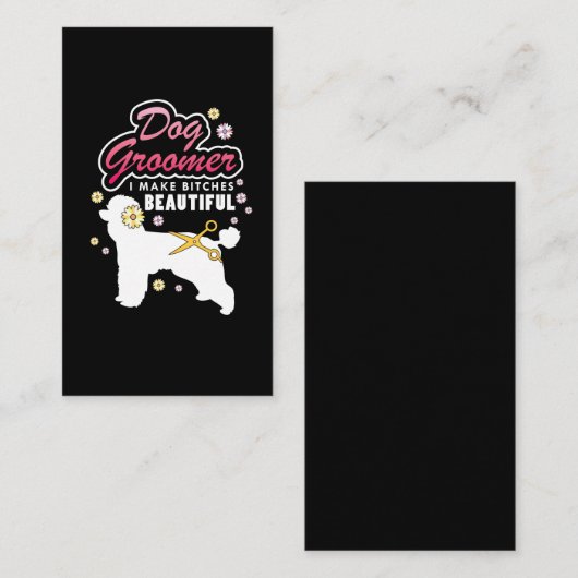 Floral Dog Groomer Gift Pet Grooming Hondenliefheb Visitekaartje (Voorkant / Achterkant)