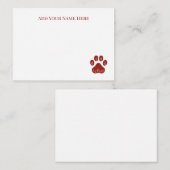 Floral Dog Paw Print Flat Note-kaarten Notitiekaartje (Voorkant / Achterkant)