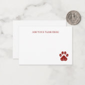 Floral Dog Paw Print Flat Note-kaarten Notitiekaartje (Voorkant / Achterkant in situ)
