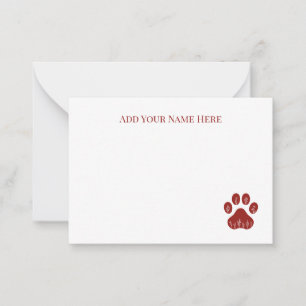 Floral Dog Paw Print Flat Note-kaarten Notitiekaartje