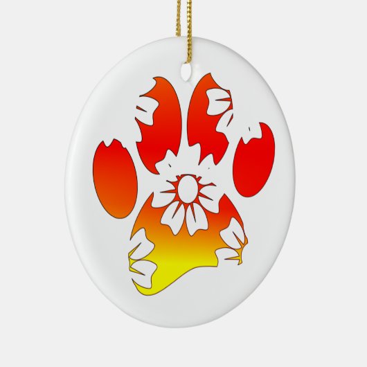Floral Dog Paw Print Keramisch Ornament (Rechts)