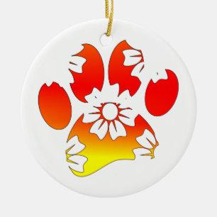 Floral Dog Paw Print Keramisch Ornament