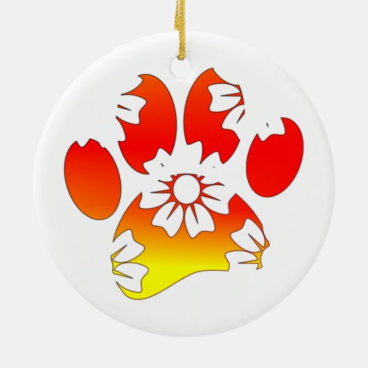 Floral Dog Paw Print Keramisch Ornament (Achterkant)