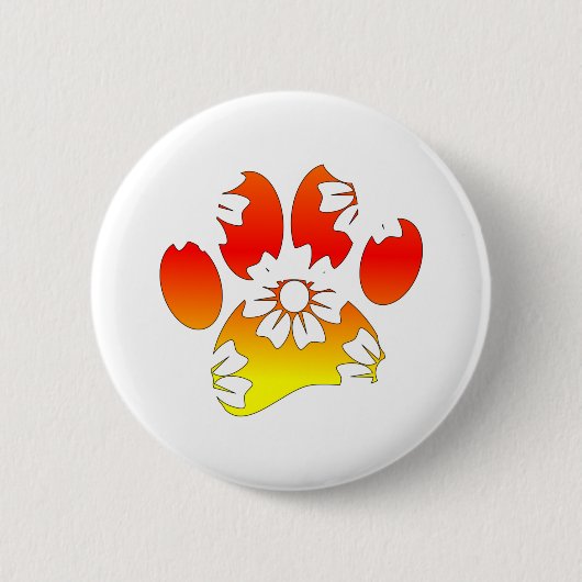 Floral Dog Paw Print Ronde Button 5,7 Cm (Voorkant)