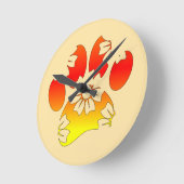 Floral Dog Paw Print Ronde Klok (Hoek)