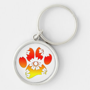 Floral Dog Paw Print Sleutelhanger