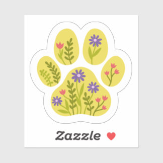 Floral Dog Paw Print Sticker – Schattige Botanisch