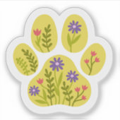 Floral Dog Paw Print Sticker – Schattige Botanisch (Voorkant)