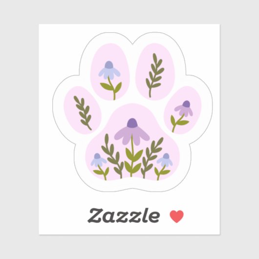 Floral Dog Paw Print Sticker – Schattige Botanisch (Vel)
