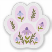 Floral Dog Paw Print Sticker – Schattige Botanisch (Voorkant)