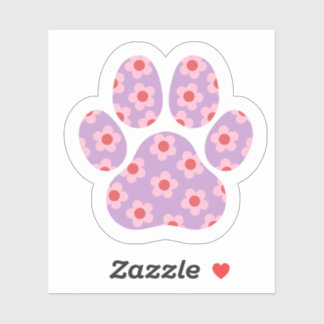 Floral Dog Paw Print Sticker | Schattigee Pet Love