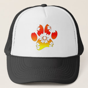 Floral Dog Paw Print Trucker Pet