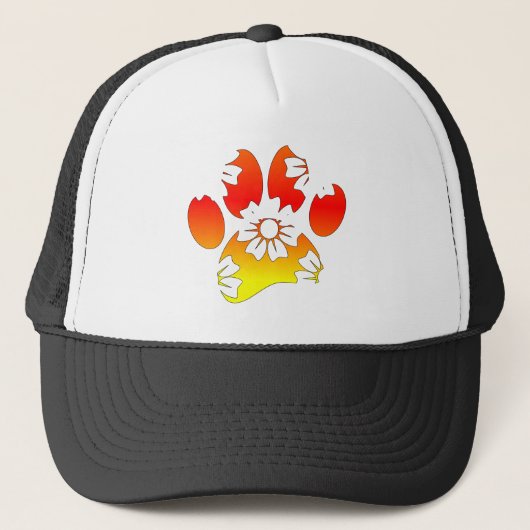 Floral Dog Paw Print Trucker Pet (Voorkant)