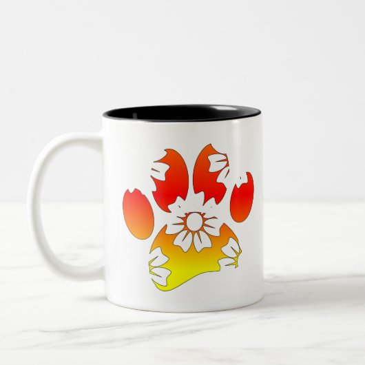 Floral Dog Paw Print Tweekleurige Koffiemok (Links)