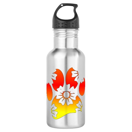 Floral Dog Paw Print Waterfles (Voorkant)