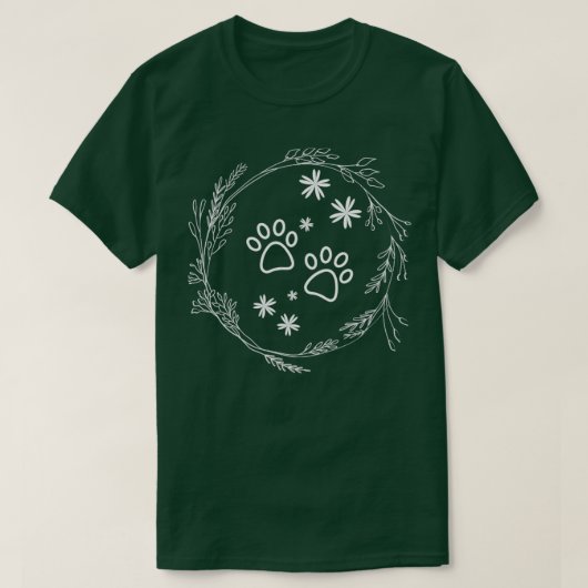 Floral Dog Paw T-shirt (Design voorkant)
