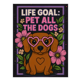 Floral Dog Poster