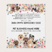 Floral Dog Puppies Visitekaartje (Buitenkant ongevouwen)